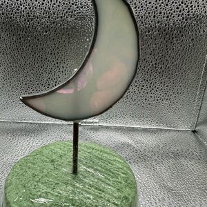Elegant Stained Glass Crescent Moon Stain Glass Art Piece
